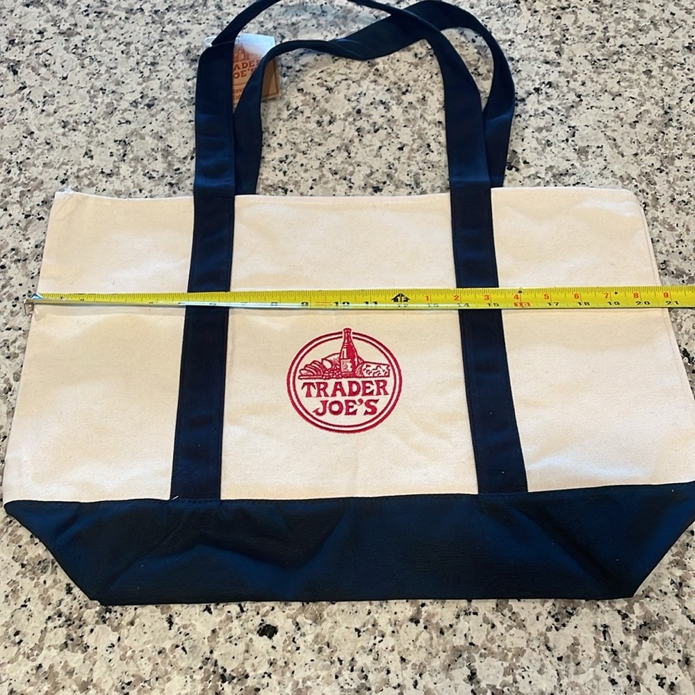 Custom Trader Joe’s large canvas tote bag, sunflowers, butterflies, flowers NWT - Picture 7 of 8